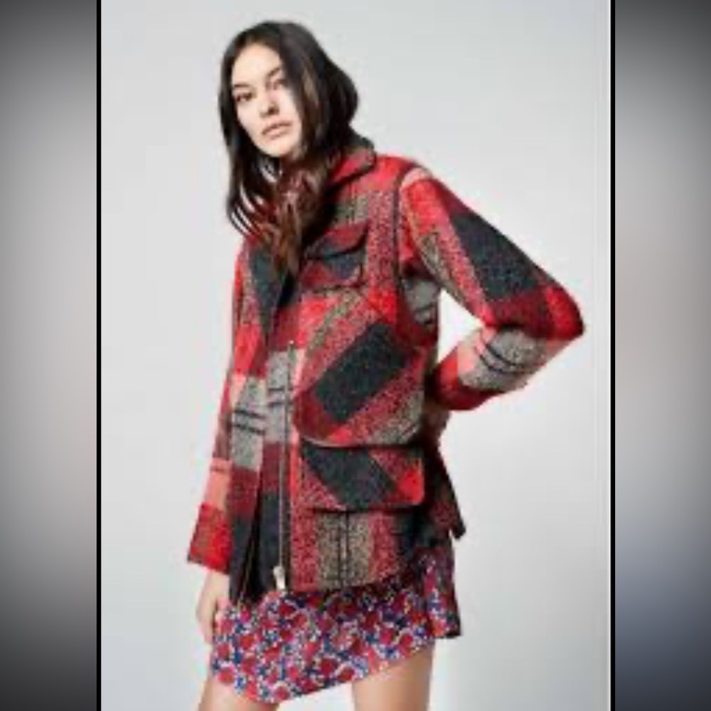 Smythe Red and Black Plaid Bern Jacket Size S